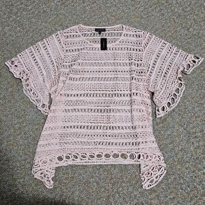 NWT Lane Bryant Pink Crochet Knit Top